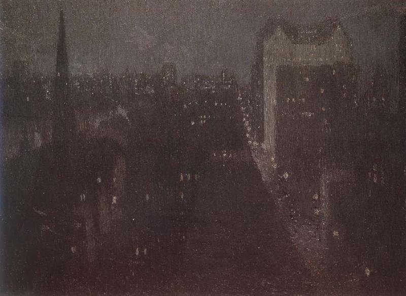 Alden J Weir The Plaza Nocturne oil painting picture